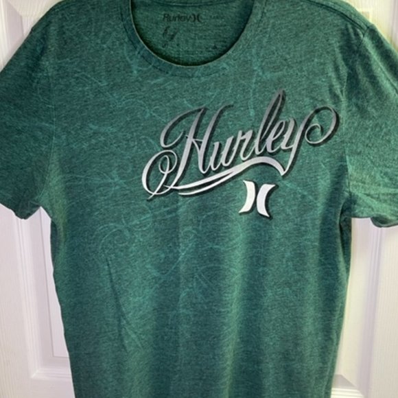 HURLEY Graphic T-Shirt Mens Large Green Skateboard Surfing Logo Short Sleeve - Picture 1 of 5